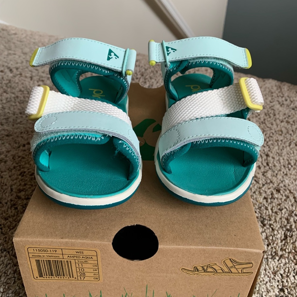 PLAE Aqua and White Kids Sandals